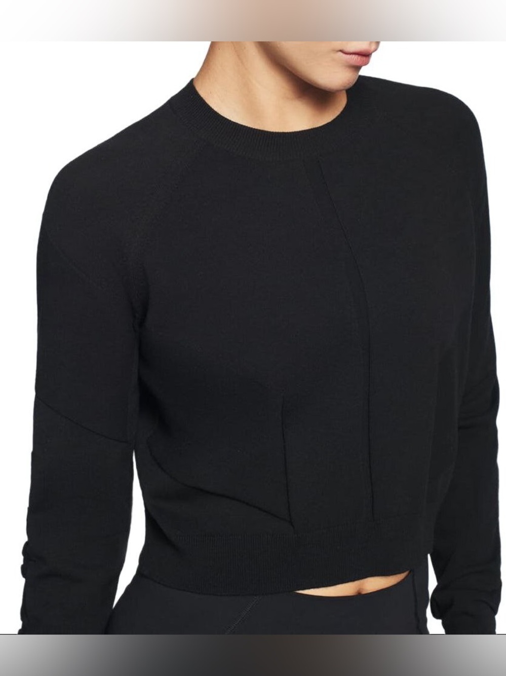 LNDR Black Air Cropped Knit Top Sweater Sz S